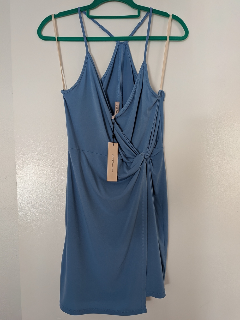 BCBGeneration Dusty Blue Knot-Detail Midi Dress